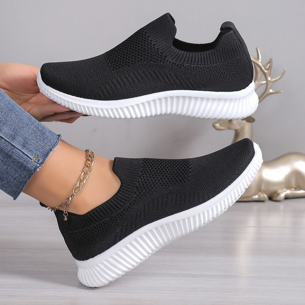 Damen Atmungsaktive Slip-On Sneakers mit elastischem Mesh-Obermaterial und innovativer Dämpfung Fudus