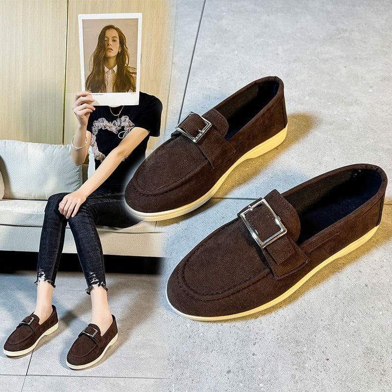 Damen Mokassins mit modischem Schnallenverschluss und erstklassiger Innenausstattung Fudus