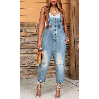 Damen Overall aus Denim mit Knopfdetail Fudus