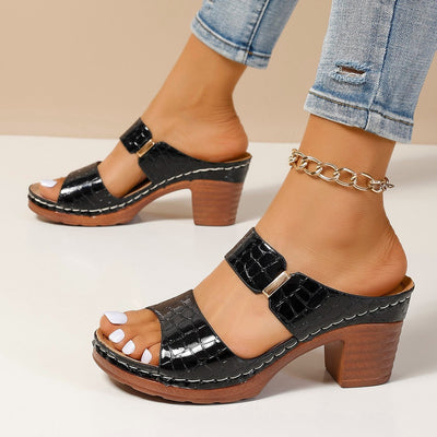 Damen Wedge-Pantoletten mit rutschfester Sohle und modischem Schnallenverschluss Fudus