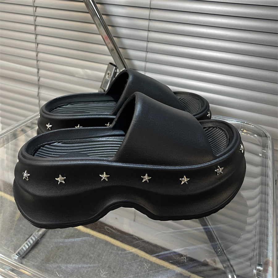 Damen Komfortable Designer-Slides mit funkelnden Sternapplikationen Fudus