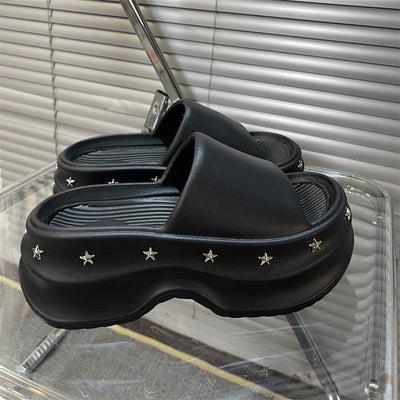 Damen Komfortable Designer-Slides mit funkelnden Sternapplikationen Fudus