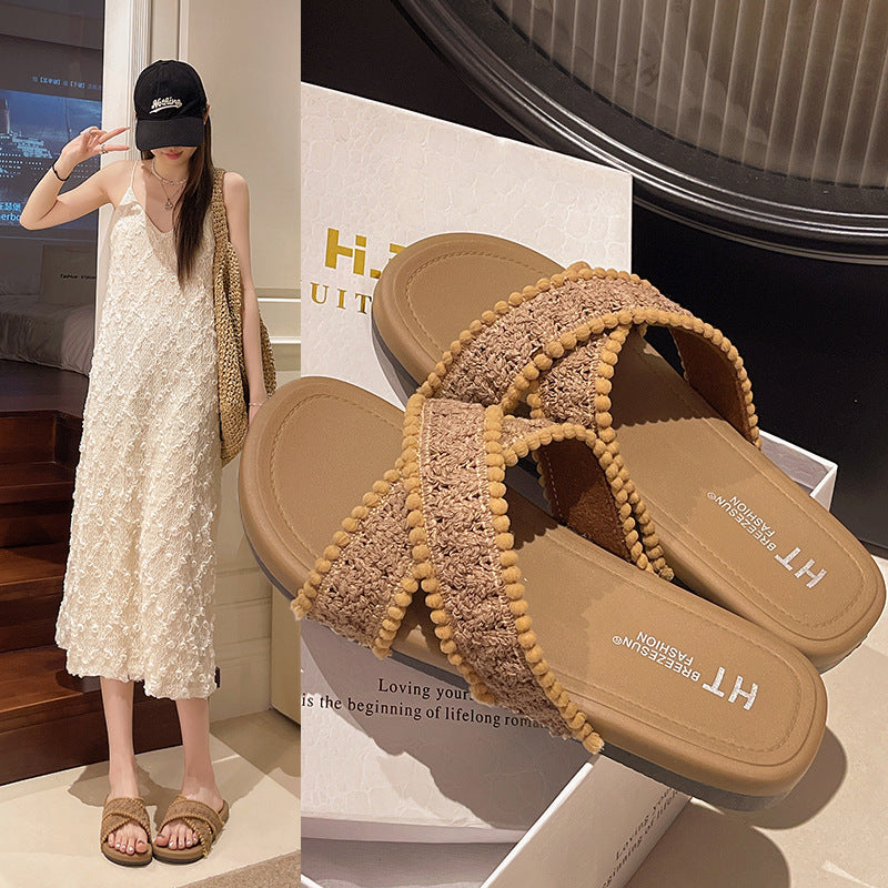 Damen Relaxte und stilvolle Slides mit geflochtenem Design Fudus