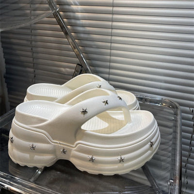 Damen Trendige Plateau-Sandalen mit Sternenverzierung Fudus