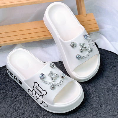 Damen Elegant verzierte Slipper-Sandalen mit eleganten Applikationen Fudus