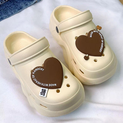 Damen Komfortable Clogs mit Herzen-Applikation und atmungsaktiver Sohle Fudus