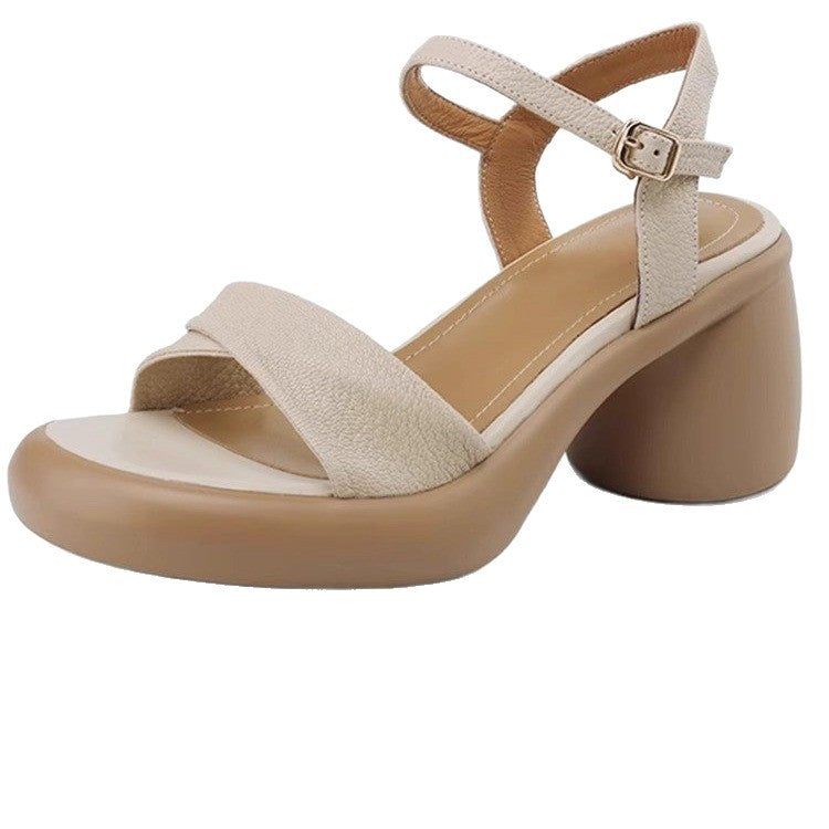 Damen Elegant geschlossene Plateau-Sandalen mit trendigem Blockabsatz und verstellbarem Riemen Fudus