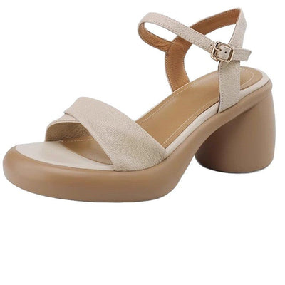 Damen Elegant geschlossene Plateau-Sandalen mit trendigem Blockabsatz und verstellbarem Riemen Fudus