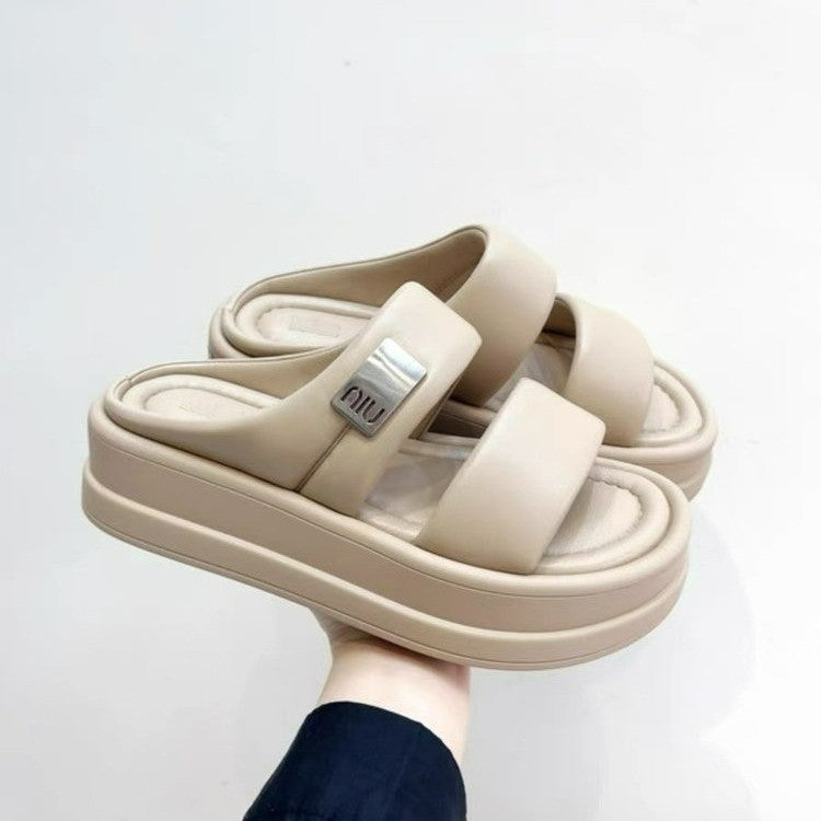 Damen Komfortable Plateau-Sandalen mit breiten Riemen und ergonomischem Fußbett Fudus