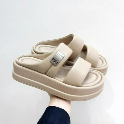 Damen Komfortable Plateau-Sandalen mit breiten Riemen und ergonomischem Fußbett Fudus