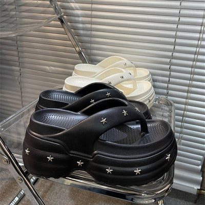 Damen Trendige Plateau-Sandalen mit Sternenverzierung Fudus