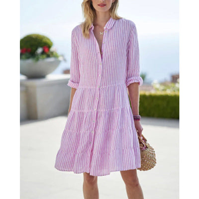 Damen Hemdkleid mit gestreiftem Design und taillierter Passform Fudus