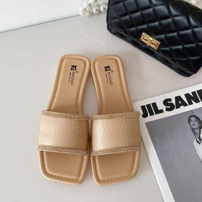 Damen Elegante und bequeme Pantoletten mit Strassverzierungen Fudus