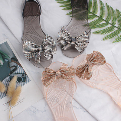 Damen Bequeme und schicke Slides mit glitzerndem Schleifendetail Fudus