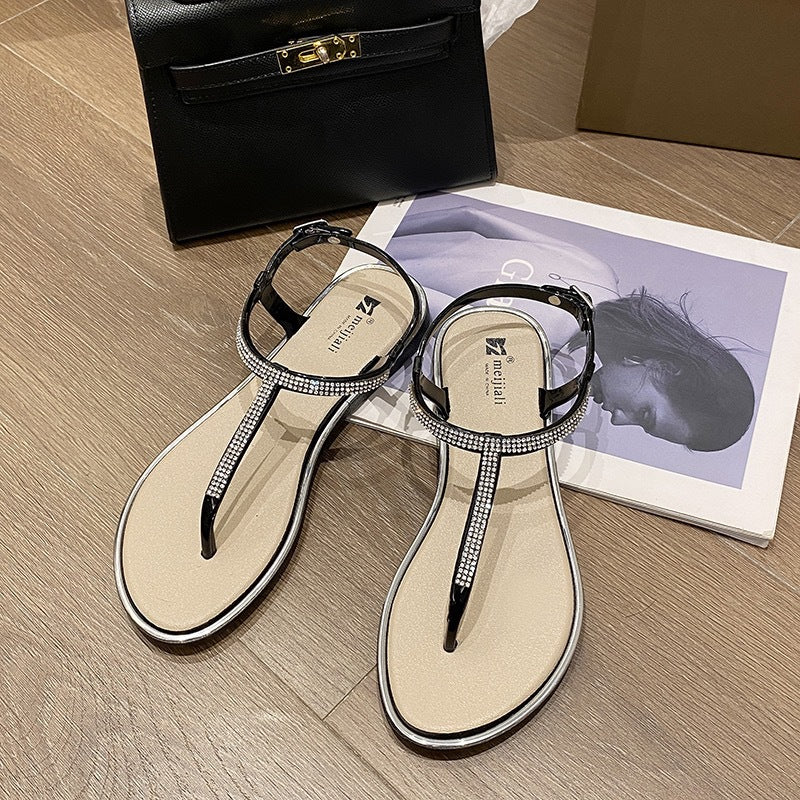 Damen Bequeme und elegante Zehentrenner mit Glitzerakzenten Fudus