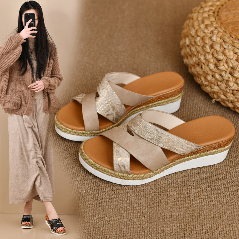 Damen Sandalen mit erhöhtem Absatz und schickem verschlungenem Design Fudus