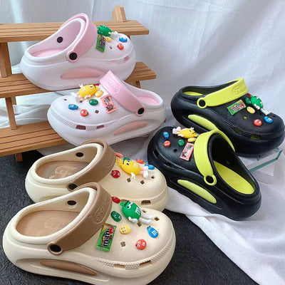 Damen Spaßige und kreative Clogs mit bunten Accessoires Fudus