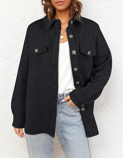 Damen Lässige Oversize-Hemdjacke mit strukturiertem Design und aufgesetzten Taschen Fudus
