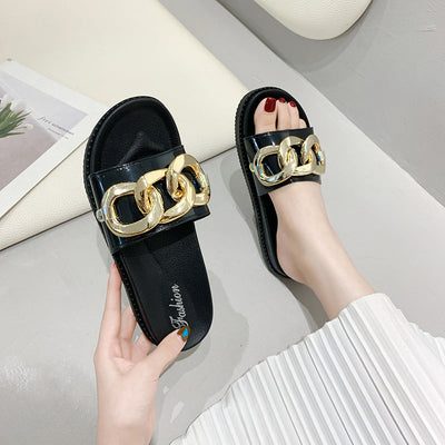 Damen Komfortable Pantoletten mit eleganten Kettenakzenten Fudus