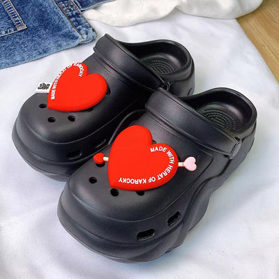 Damen Komfortable Clogs mit Herzen-Applikation und atmungsaktiver Sohle Fudus