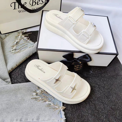 Damen Bequeme Sandalen mit modischen Schnallen Fudus