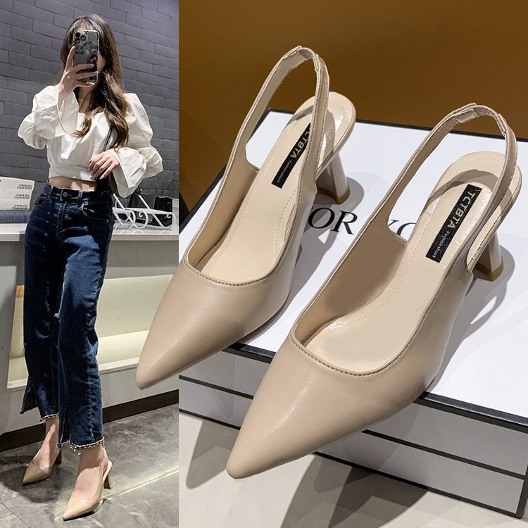 Damen Slingback-Pumps mit spitz zulaufendem Design und luxuriösem Blockabsatz Fudus