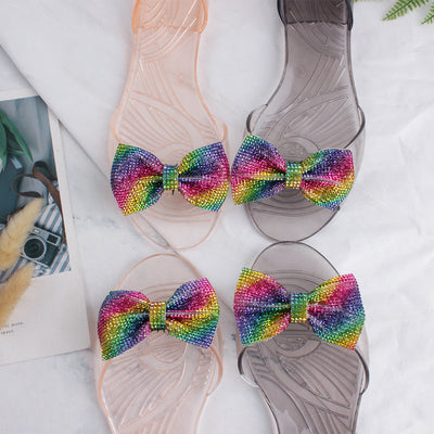 Damen Attraktive Badeschuhe mit glitzerndem Schleifen-Design Fudus