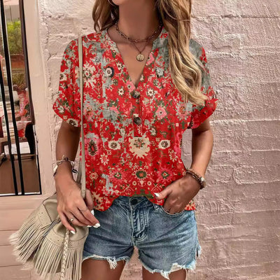 Bluse mit Knopfleiste | Florales Muster | Lässiger Stil