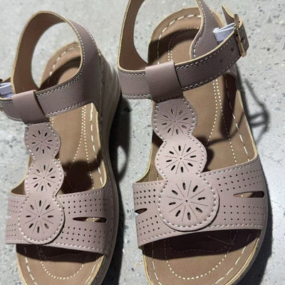 Damen Sommerliche Komfort-Sandalen mit elegantem Blumen-Design und anatomischem Fußbett Fudus