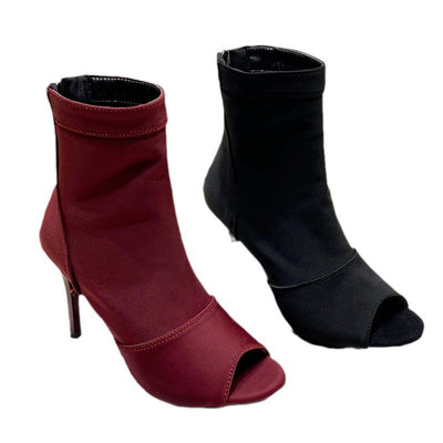 Damen Offene Stiefeletten mit schickem hohen Absatz und modischem Design Fudus