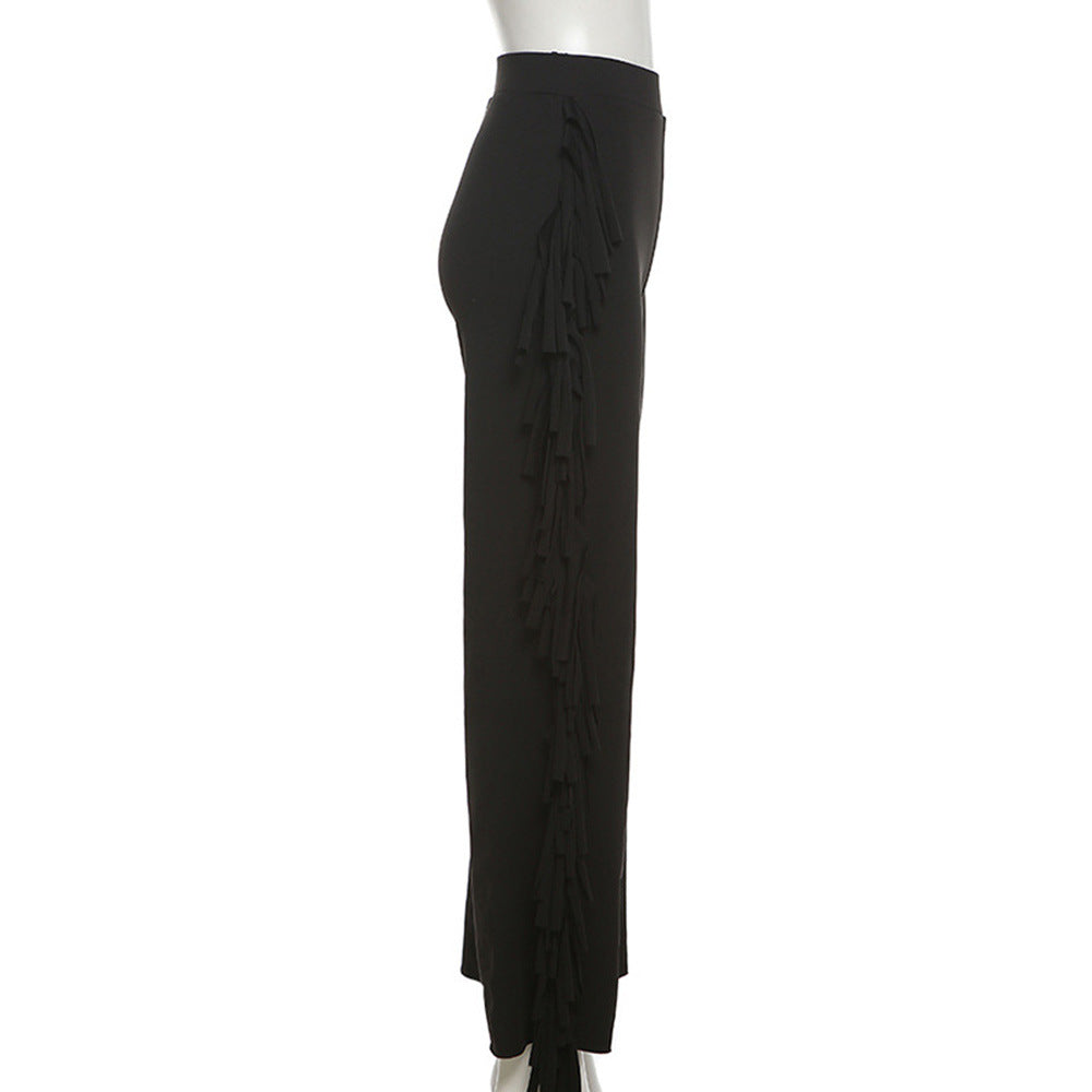 Damen Palazzo-Hose mit fransigen Details Fudus