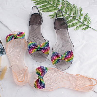 Damen Glitzernde Pantoletten mit dekorativem Schleifen-Akzent Fudus