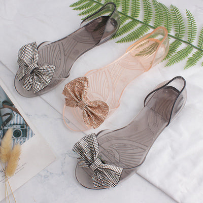 Damen Glamouröse und bequeme Badeschuhe mit funkelndem Schleifendetail Fudus