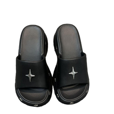 Damen Luxuriöse Slides mit edelem Schmuckdetail Fudus