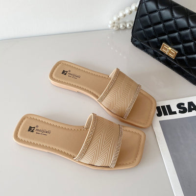 Damen Elegante und bequeme Pantoletten mit Strassverzierungen Fudus