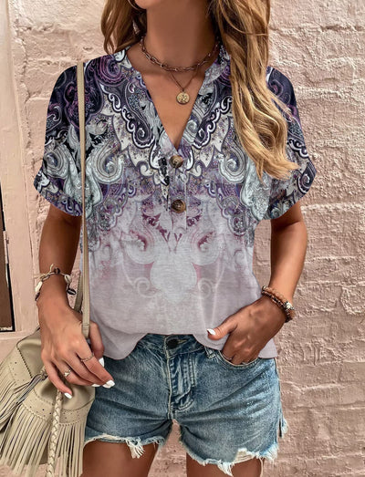 Bluse mit Knopfleiste | Florales Muster | Lässiger Stil