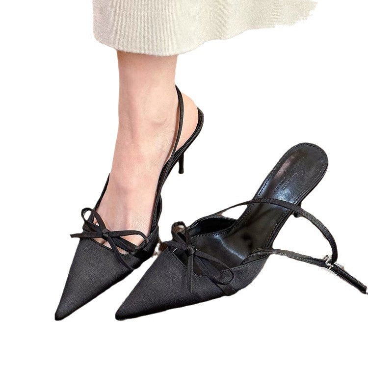 Damen Slingback Pumps mit zarter Schleifenverzierung und eleganter Spitze Fudus