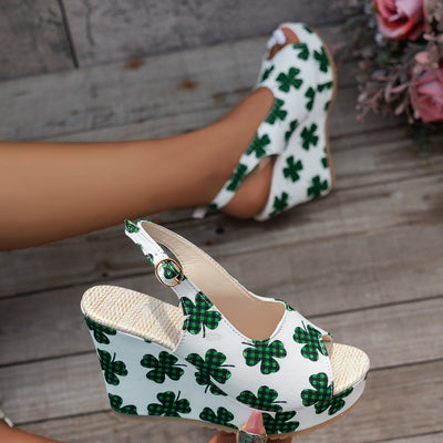 Damen Wedge-Sandalen mit floralem Design und rutschfester Sohle Fudus