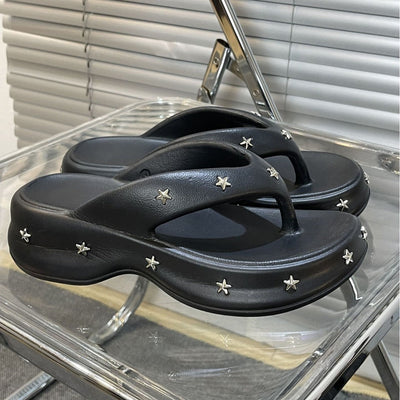 Damen Komfortable Slides mit glamourösen Sternenapplikationen Fudus