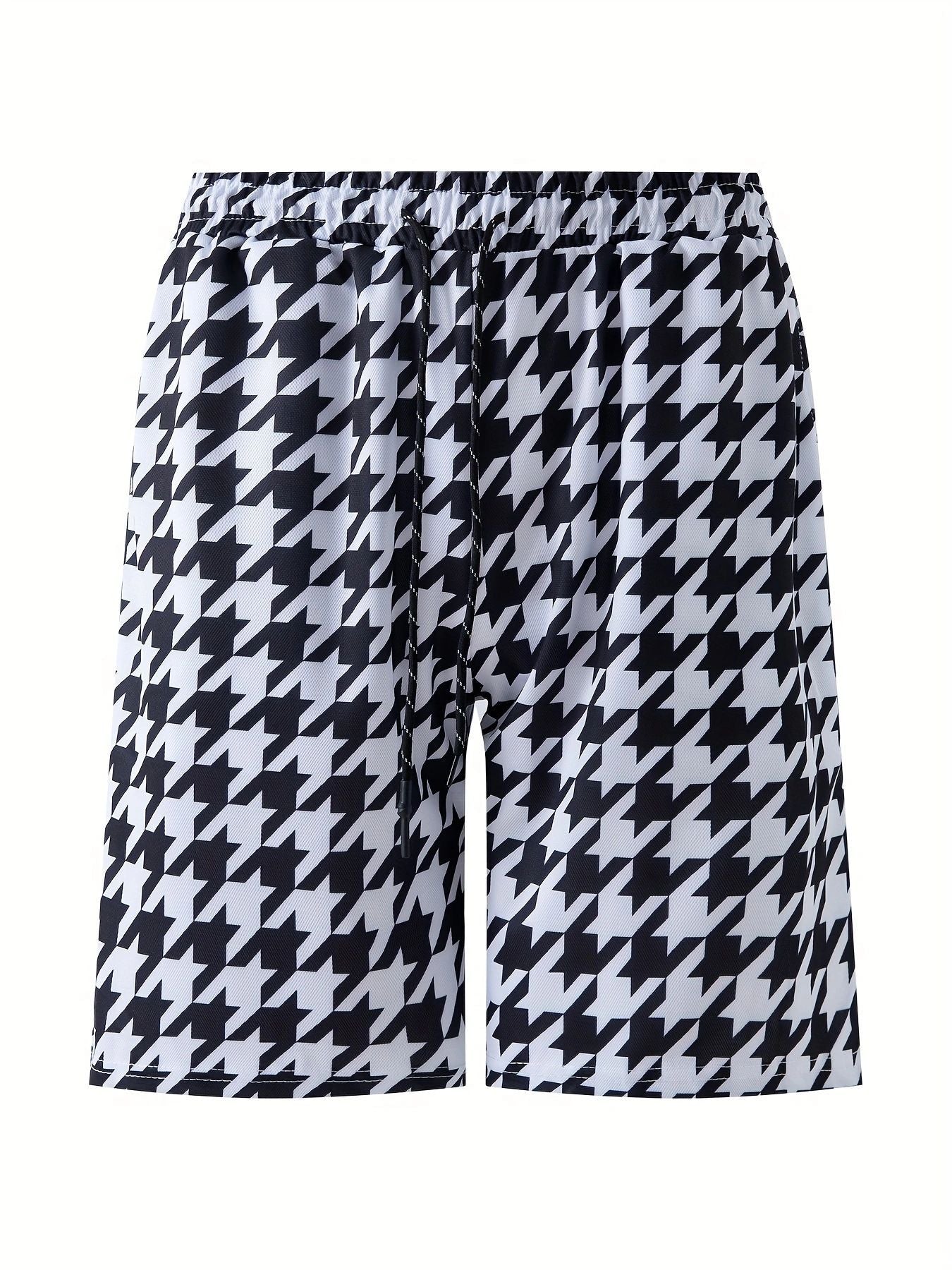 Herren Badeshorts mit stylischem Hahnentrittmuster und praktischen Seitentaschen Fudus