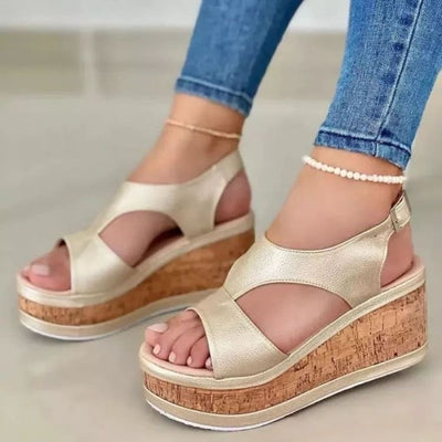 Damen Wedge-Sandalen mit angesagtem Cork-Design und komfortabler Fußbettung Fudus