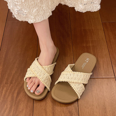 Damen Relaxte und stilvolle Slides mit geflochtenem Design Fudus