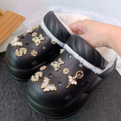 Damen Kuschelige Clogs mit glamourösen Verzierungen Fudus