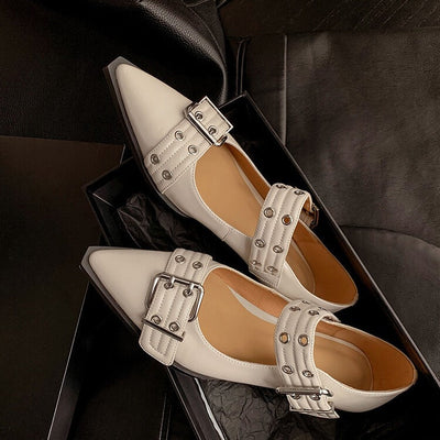 Damen Modische Slipper mit eleganten Schnallen und spitzem Design Fudus