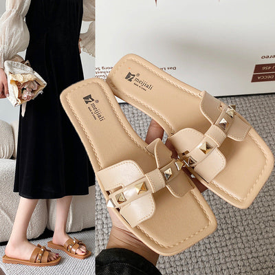 Damen Designer Hausschuhe mit dekorativen Nieten Fudus