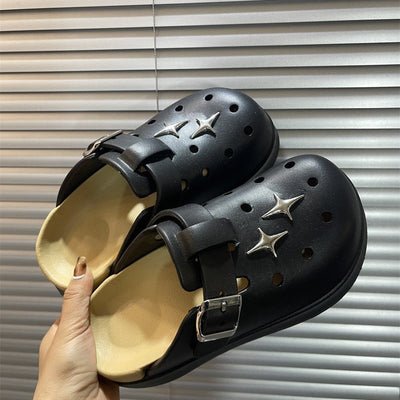 Damen Komfortable Clogs mit modischem Schnallen-Design Fudus