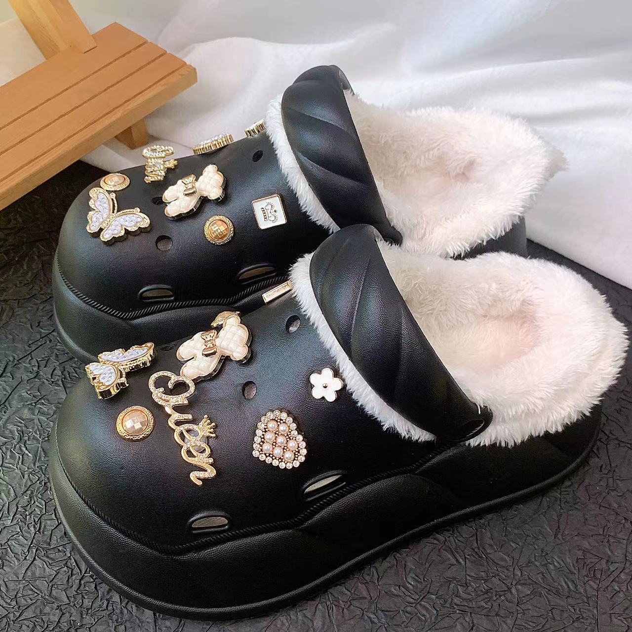 Damen Winterclogs mit glitzernden Verzierungen Fudus