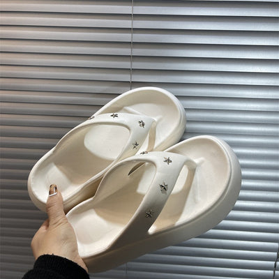 Damen Komfortable Modische Zehentrenner mit elegantem Sternen-Schmuck Fudus