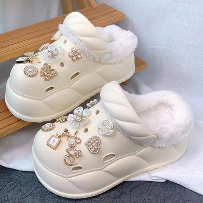 Damen Komfortable Clogs mit luxuriösen Verzierungen und weichem Futter Fudus