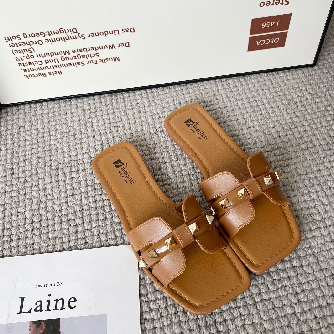 Damen Designer Hausschuhe mit dekorativen Nieten Fudus